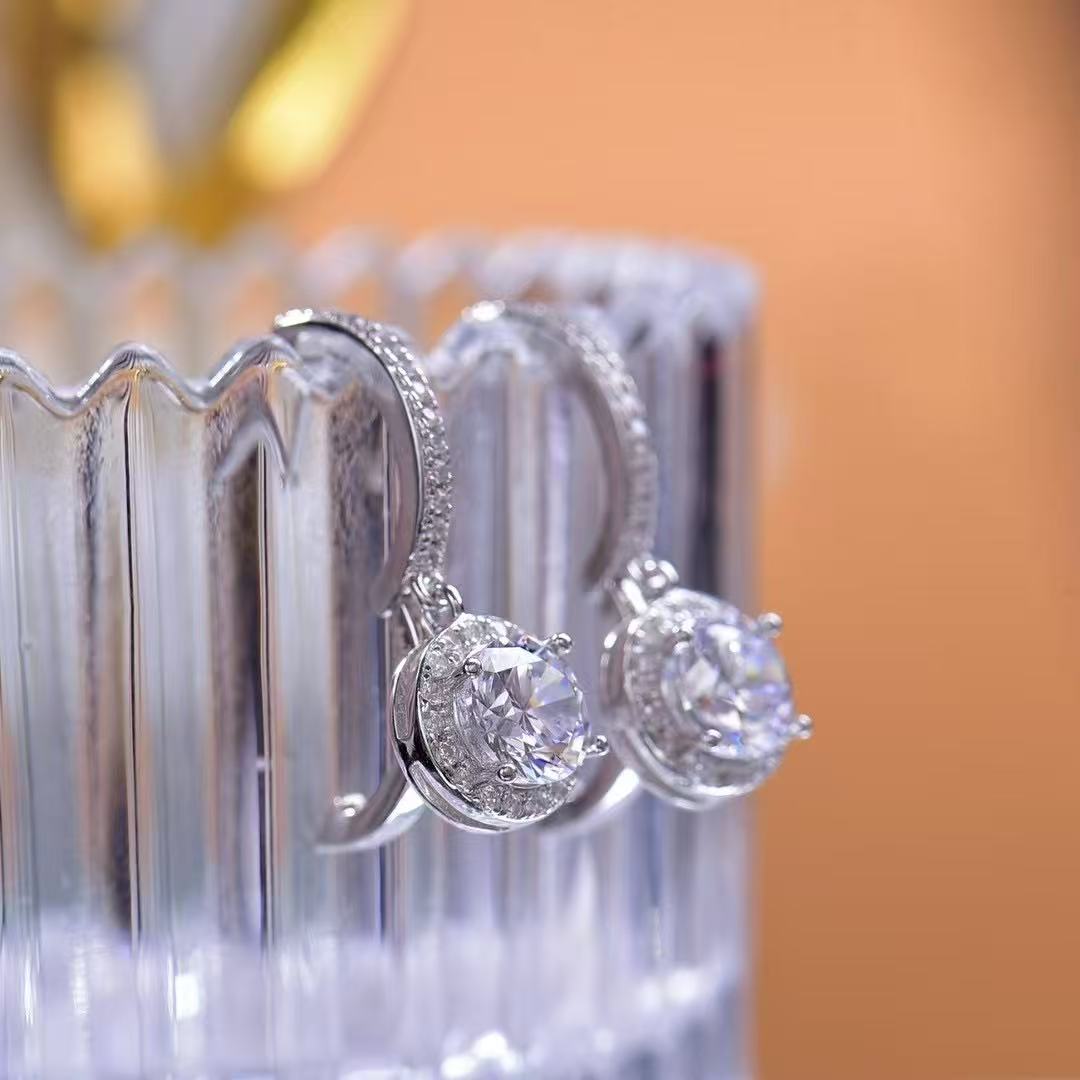 Mozambique 925 Sterling Silver Earrings Ladies' Classic Round Bag Ear Buckle Fashionable And Luxurious Earrings For Any Occasion To Wear