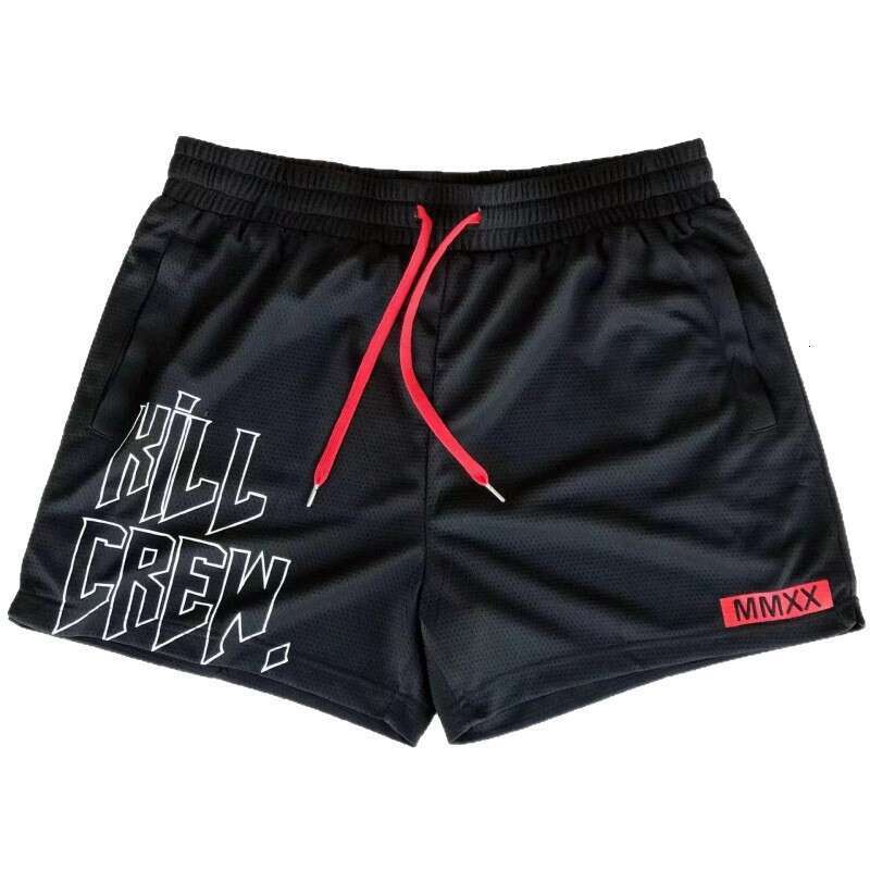 Men's Sports Mesh Quick-Dry Trendy Boxing Training Three-Quarter Length Muscle Fitness Running Basketball Shorts