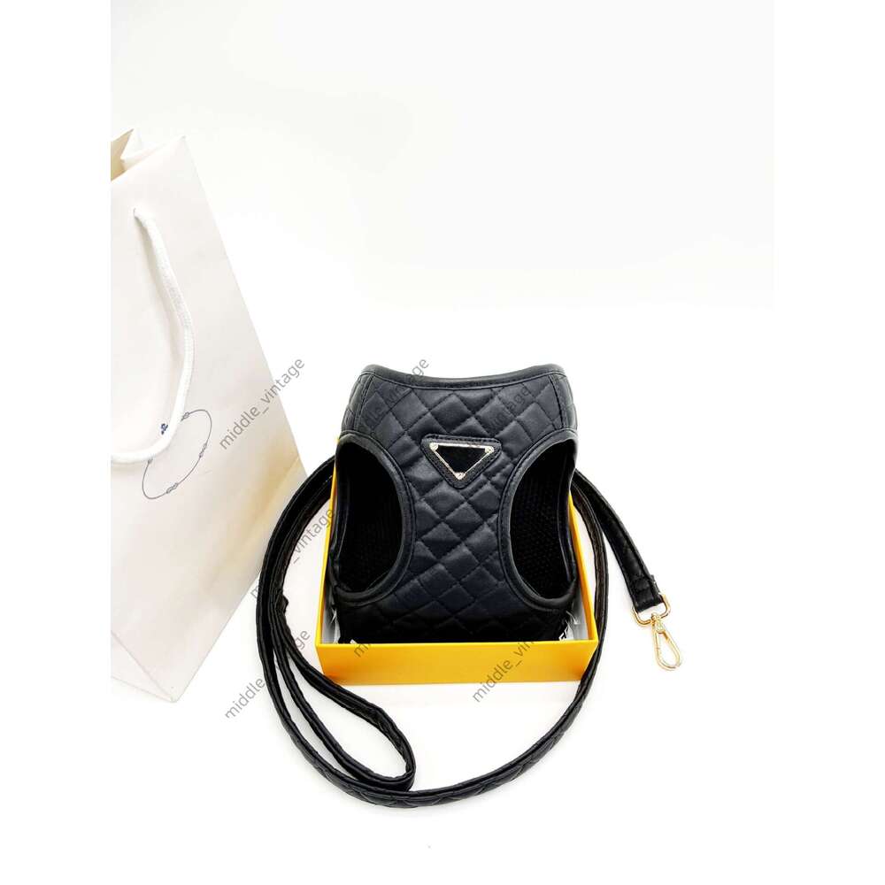 Trendy Brand Chest And Back Designer French Bulldog Pet Leather Set Harness Dog Leash