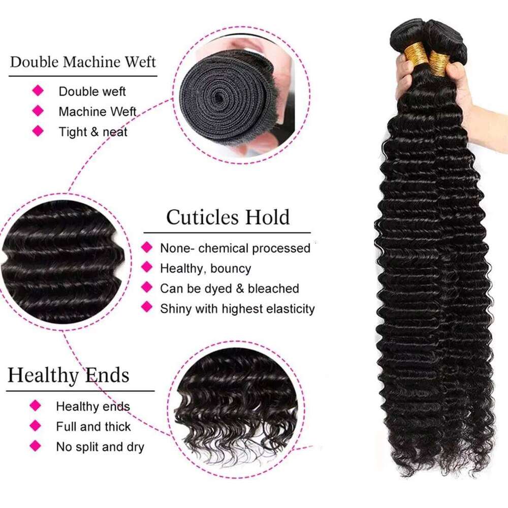 Burmese Deep Wave Bundles With 13X4 Frontal Closure Deals 100% Raw Human Weaving Curly Hair Bundle