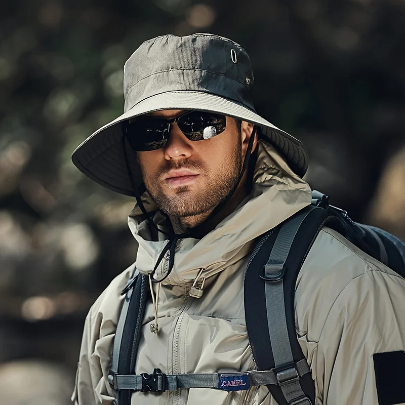 Fishermans Hat Fashionable and Versatile Sunscreen Mountaineering Hat Adjustable Breathable Waterproof Outdoor Camping Hat 250606