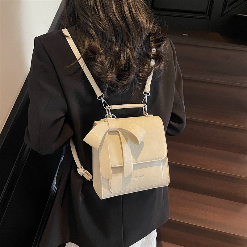 designer High-End Backpack for Women 2025 New Fashion Solid Color Textured Casual Backpack Handbag School Bag