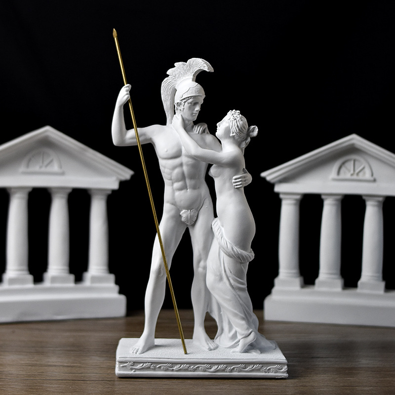 Vilead Resin White Ares Aphrodite Statue Greek God Sculpture Mars Figurine Office Shelf Mantel Decoration Interior Desk Bathroom