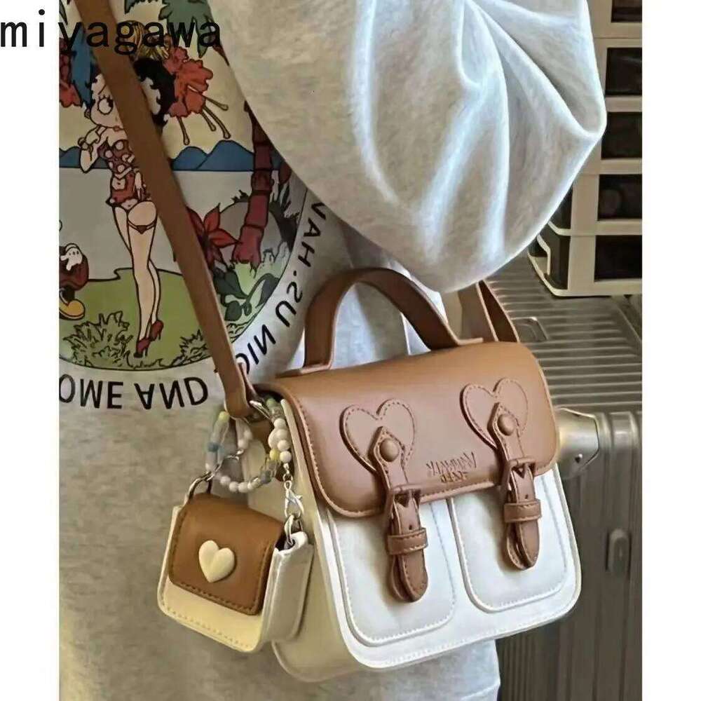 Miyagawa Japanese Cute Shoulder Retro Small Square Women's 2023 New College Style Versatile Crossbody Bag