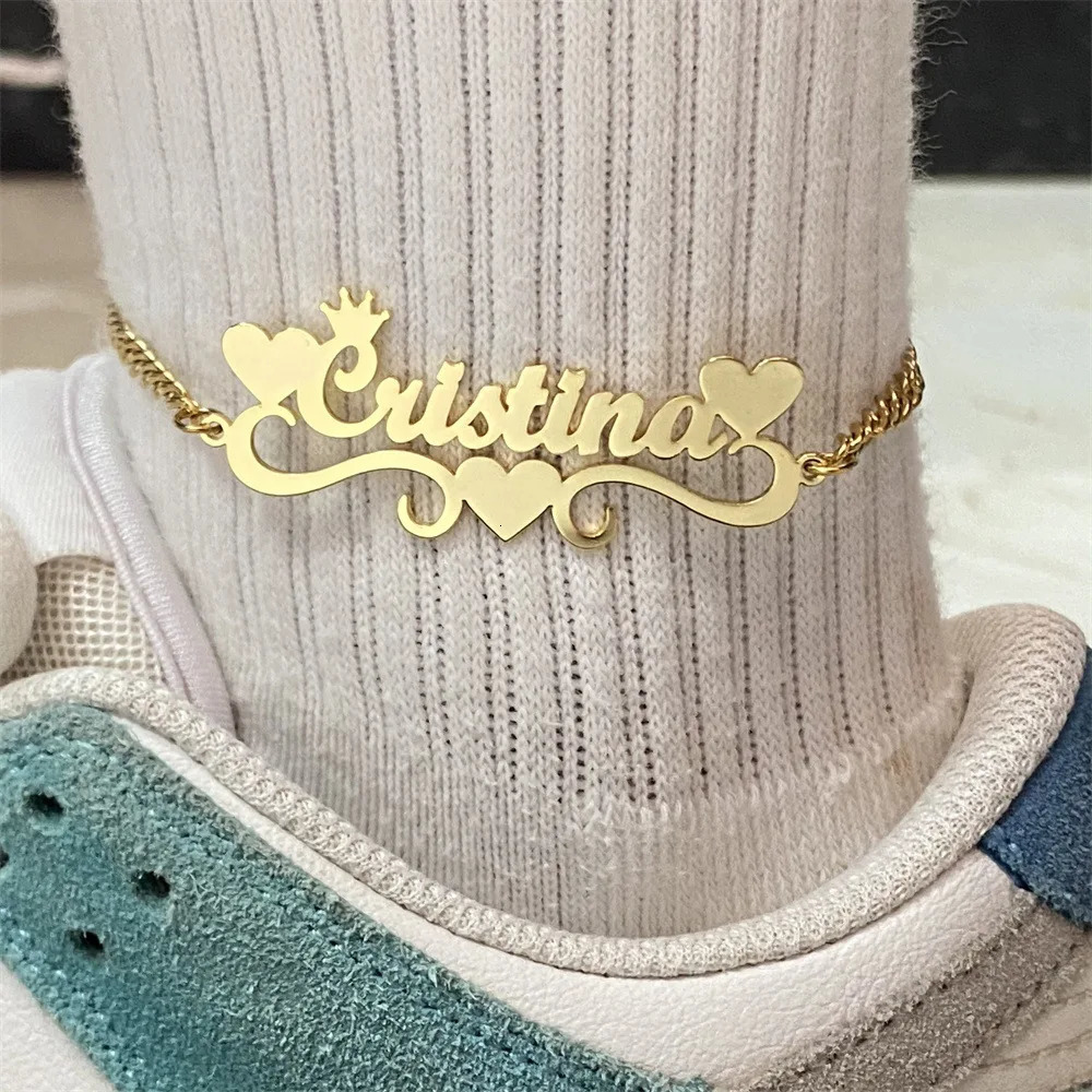 Custom Name Snake Chain Anklet Sign Personalized Cuban Chain Letter Stainless Steel Customized Name Herringbone Anklet Gift 250606