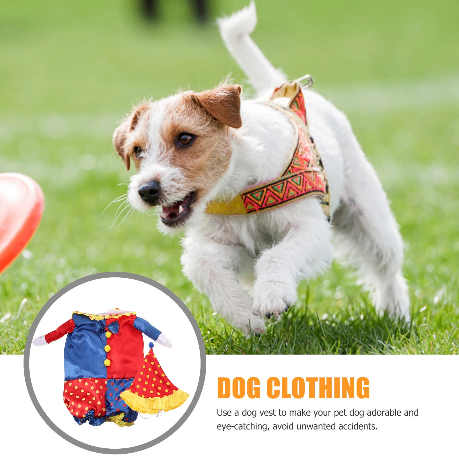 Clown Costume for Puppy Raincoat Circus Dog Costumes Outfit Dogs Apparel Dresses 250609