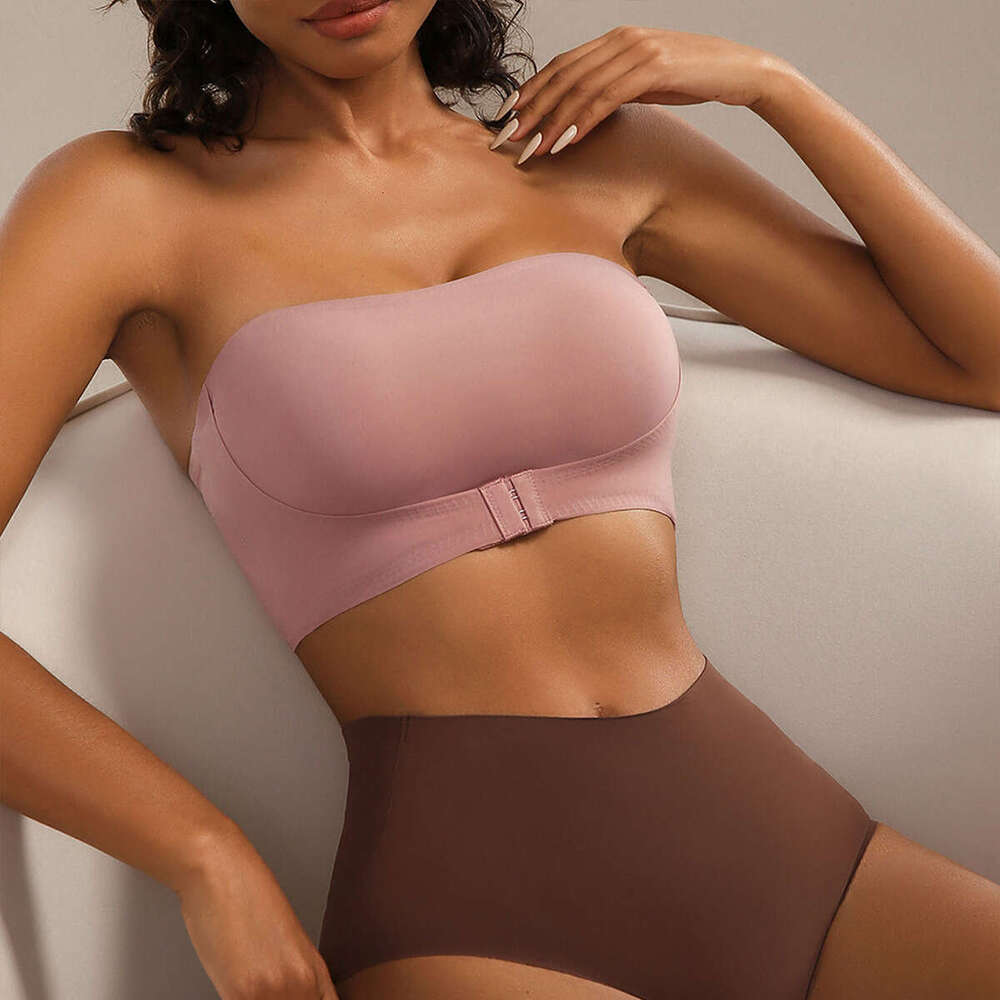 DHessentials TEMU Strapless Front Closure Push-Up Tube Top Women Seamless Wireless Bra