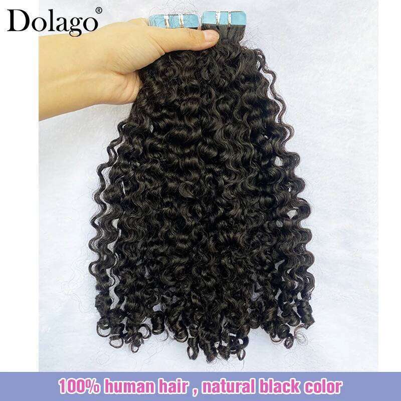 Burmese Human For Women Black Natural Curly Raw Bundles Tape In Hair Extensions