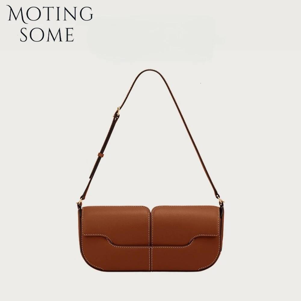 Motingsome Woman Armpit Bag 2025 New Saddle Pouch Full-Grain Cowhide Design Bags Fashion Handbag Shoulder Messenger Tote