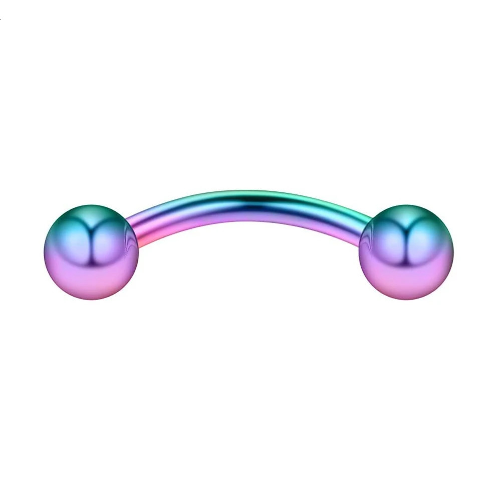 WKOUD 16PCS 16G 38 10MM Stainless Steel CZGemsBall Curved Barbell Eyebrow Tragus Lip Belly Ring Piercing Jewelry Colorful 250606