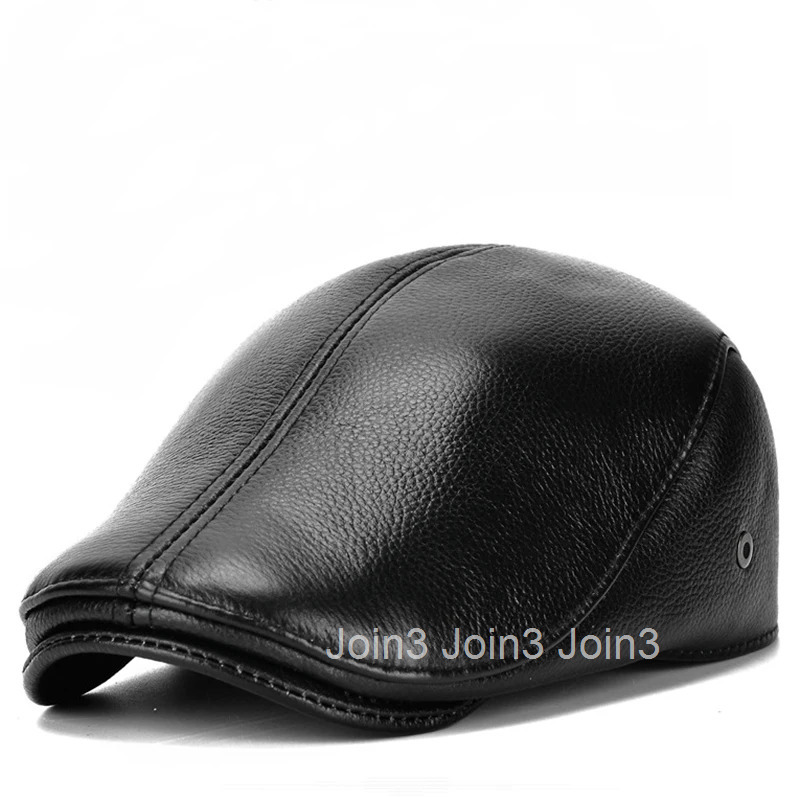 Mens outdoor leather hat winter Berets male warm Ear protection cap 100% genuine leather dad hat wholesale Leisure