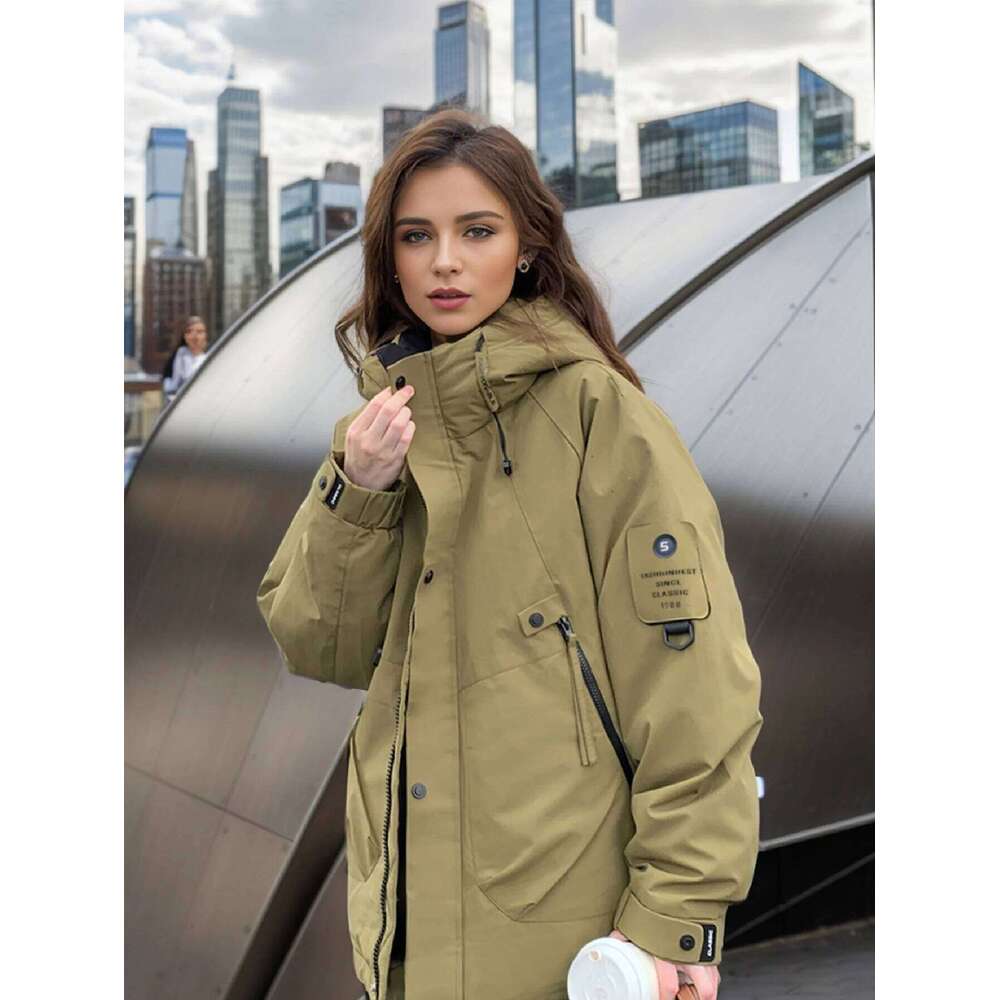 MIEGOFCE 2024 Women Outdoor Parka Mountaineering Casual Fashion Loose Winter Jacket Hooded Stand-Up Collar Coats MZ-23336