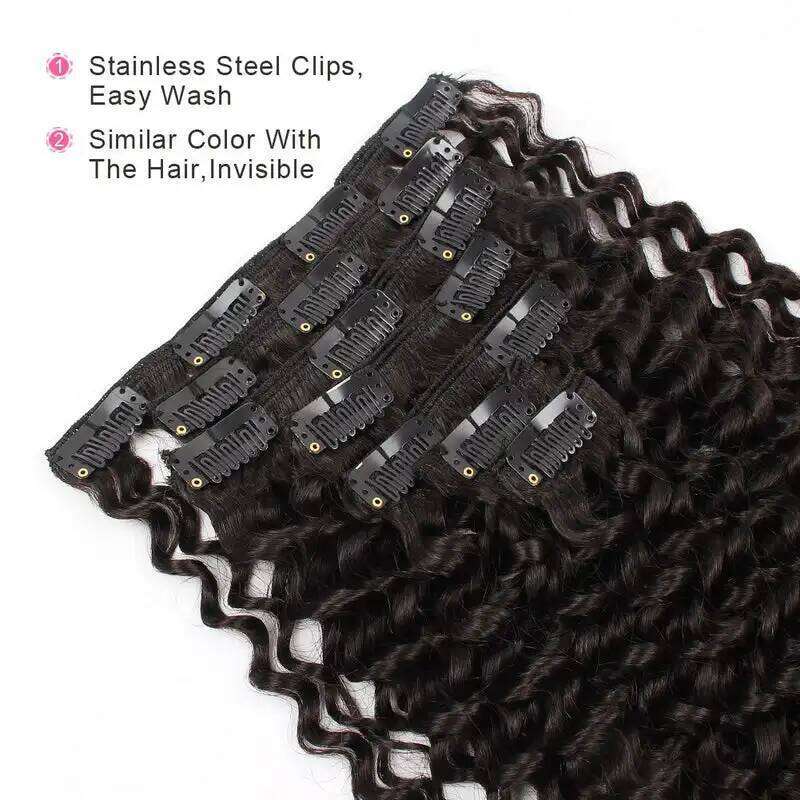 Curly Clip in No Weft for Women 100% Real Human Natural Black Bundels Colored Brazilian Remy Hair