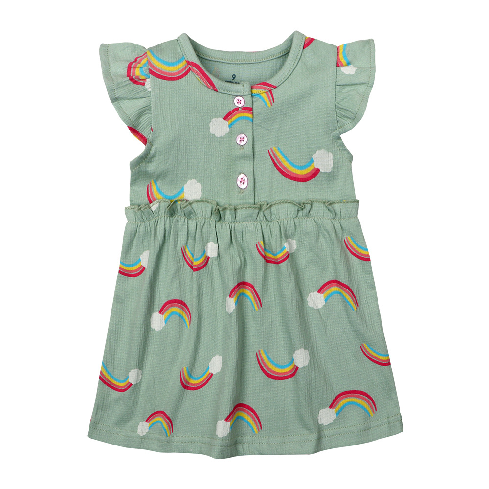 Customizable Girls Printed Princess Dresses Organic Cotton Girls Dance Dresses Summer Baby Dresses