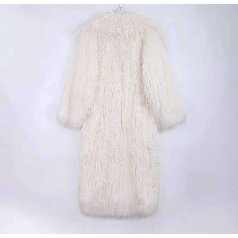 Women's Wool Trench Long Belted Blazer Collar Casual Warm Eco-friendly Fur Coat Plus Size