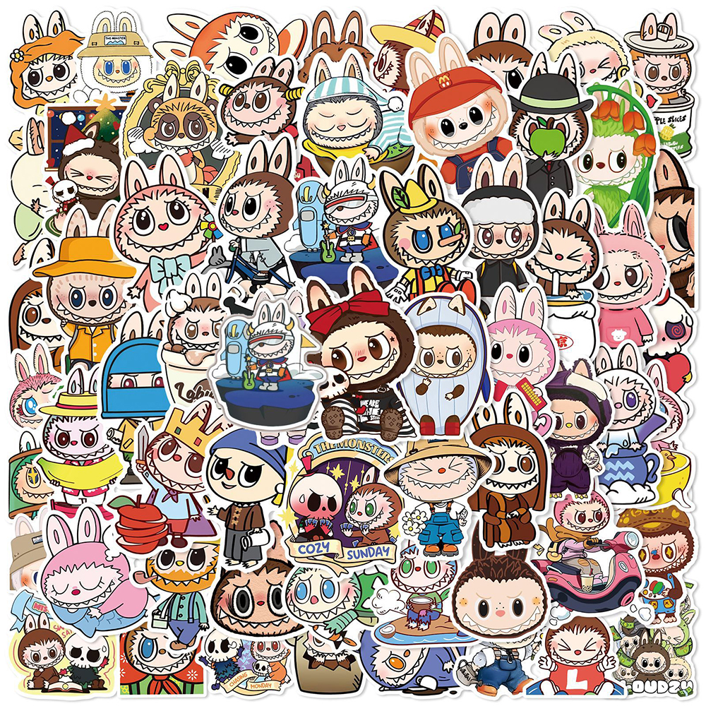 10/30/50pcs Cute Labubu Monster Cartoon Stickers Decals DIY Laptop Notebook Fridge Water Bottle Decoration Sticker Kids Toys