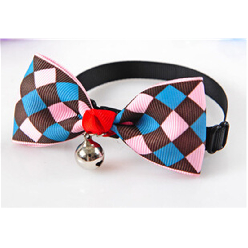 Dog Cat Collar with Multiple Color Patterns Bowtie Soft Satin Ribbon Material Puppy Small Bell Neck Decoration with Quick Release Buckle for Small Dog