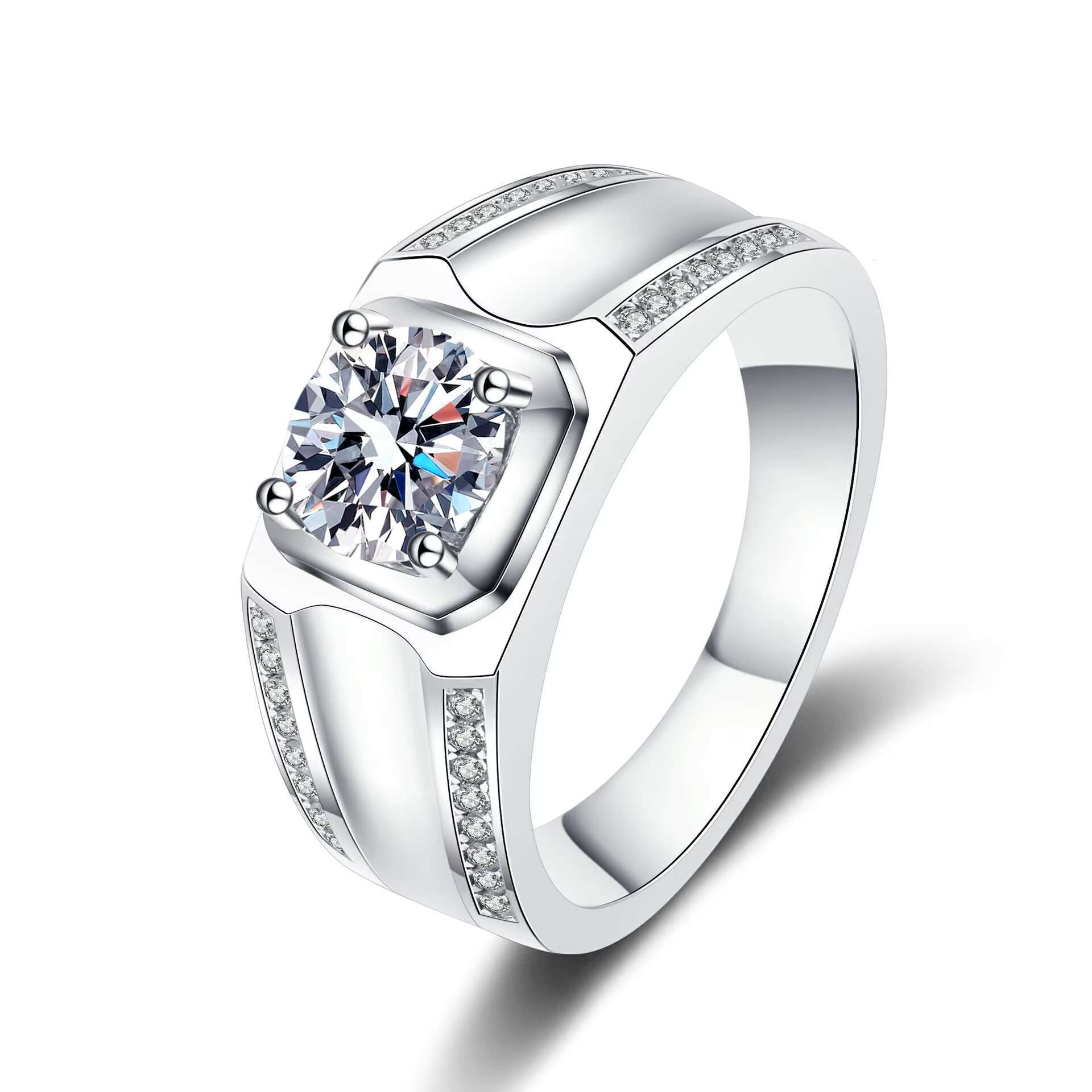 Carline Moissanite 925 Sterling Silver Hip Hop Eternity Men Engagement Promise Ring High End Jewelry Fashion Ring