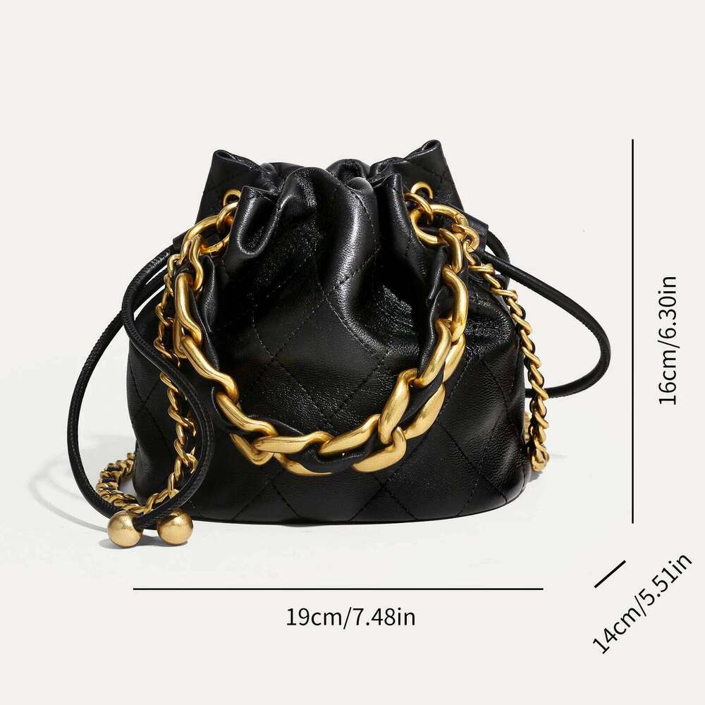 Designer Bag ITAMOOD Genuine Leather Quilted Bucket Fashionable Chain Crossbody Bag Women S Argyle Embroidered Drawstring Wallet
