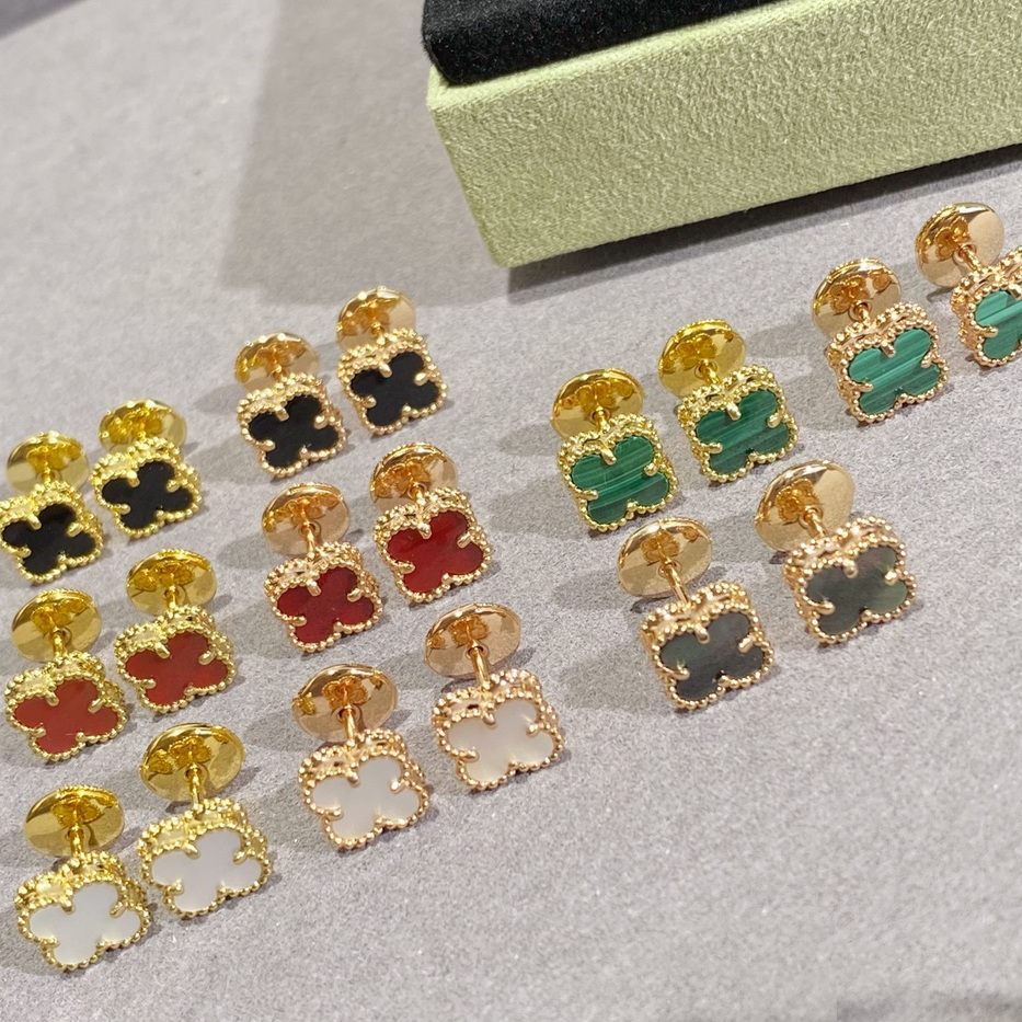 Earrings Made of natural shells and natural agate Gold Plated 18K designer 925 silver diamond crystal European size classic style with box 023C