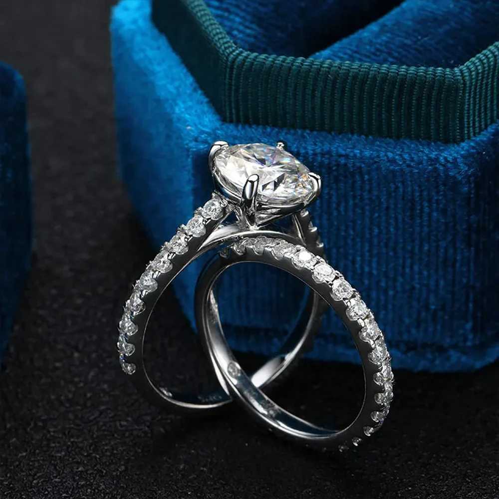 D VVS1 All Moissanite Row Rings Set For Women S925 Sterling Silver Plated 18K White Gold Diamond Ring Wedding Bands Fine Jewelry W250609 W250609