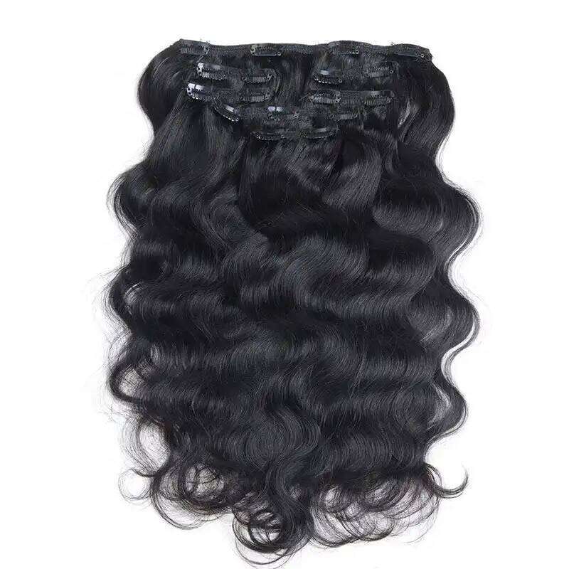 Curly Clip in No Weft Women 100% Real Human Natural Black Hair Bundels Colored Brazilian Remy for Salon