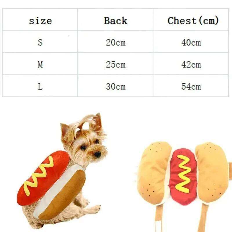 Funny Halloween Costumes Hot Dog Shaped Dachshund Sausage Adjustable Clothes Pet Apparel Dressing Up Cat Party Costume Suit