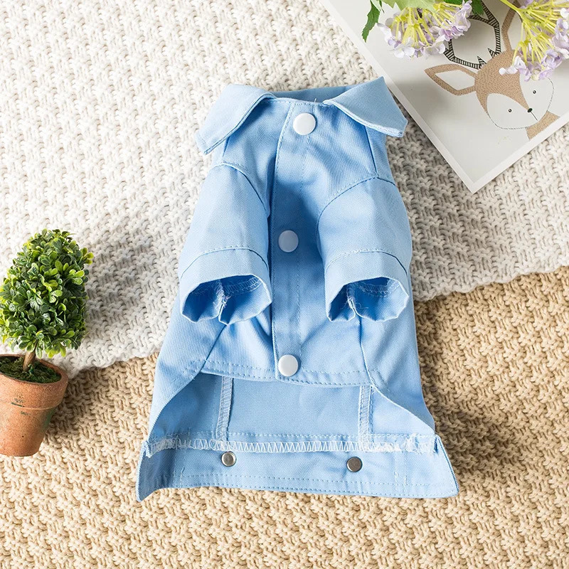 Pet Denim Jacket with Leash Holes Spring and Fall Lightweight Stylish Dog Cat Clothes for Small Dogs MustHave Apparel 250609