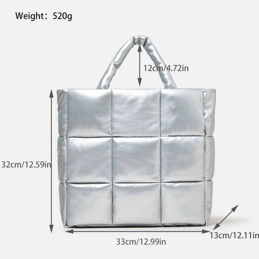 Fashion Quilted Plaid Women Handbags Large Capacity Padded Tote Bag Soft Pu Leather Shoulder Crossbody Bags Puffy Purses