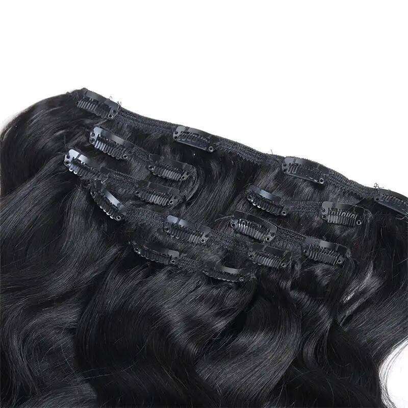 Curly Clip in No Weft Women 100% Real Human Natural Black Hair Bundels Colored Brazilian Remy for Salon