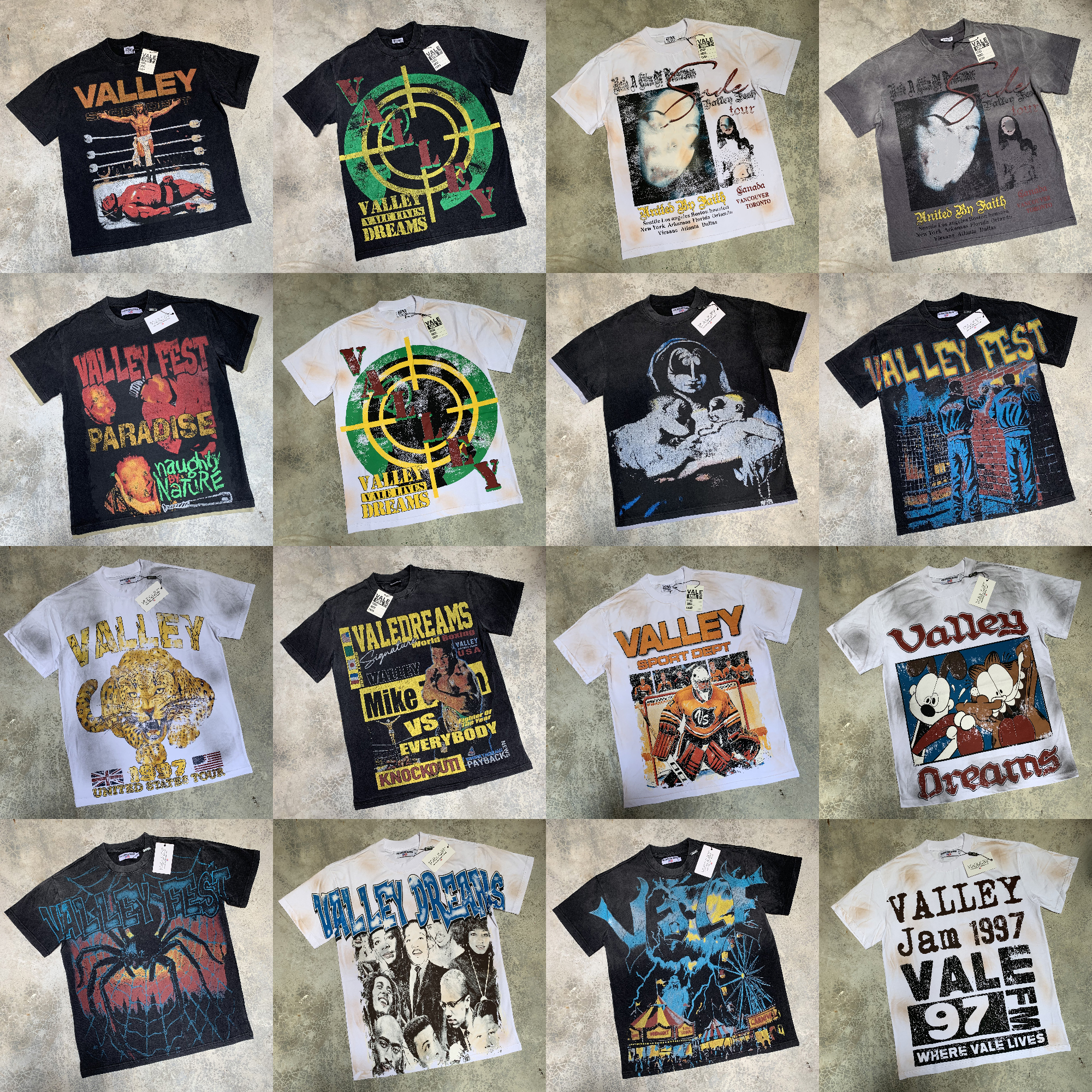 valley t shirt Men's T Shirts Shirts Mid Long Sleeve Mens Womens Punk Hip Hop Graffiti Style Graphic Tee Oversized Harajuku Loose Short Sleeved