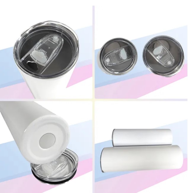 US Warehouse! 20oz Sublimation Straight Tumblers With Seal Lids & Metal Straws & Rubber Bottoms