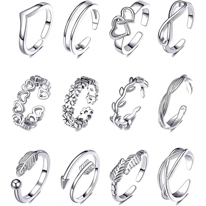3PCS Filled Toe Rings Set for Women 14K Gold Plating Adjustable Simple CZ Flower Ring Summer Beach Jewelry 241225