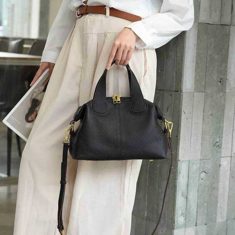 2024 New Fashionable Large Capacity High-End Feelstylish Genuine Top Layer Cow Leather Crossbody Bag For Women