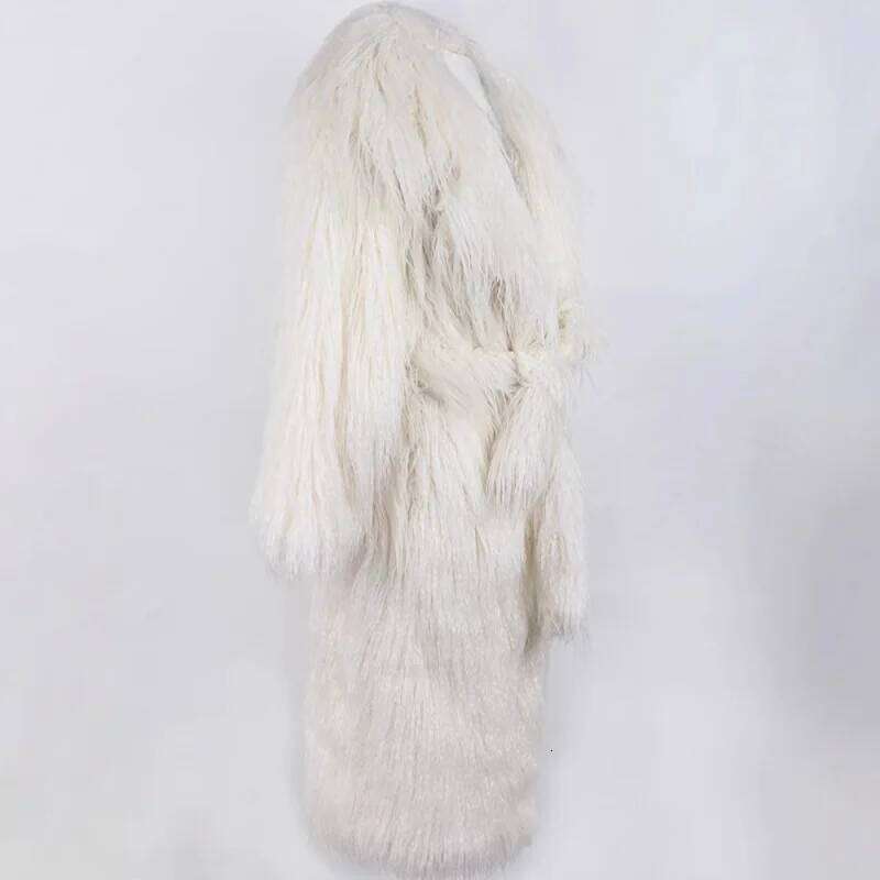 Women's Wool Trench Long Belted Blazer Collar Casual Warm Eco-friendly Fur Coat Plus Size