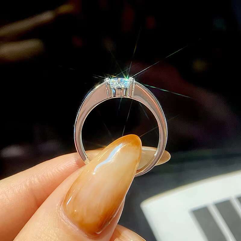 Luxury Hip Hop 1 2CT Round Shape Diamond Moissanite Men Women Wedding Rings Pure 925 Sterling Silver Engagement Jewelry