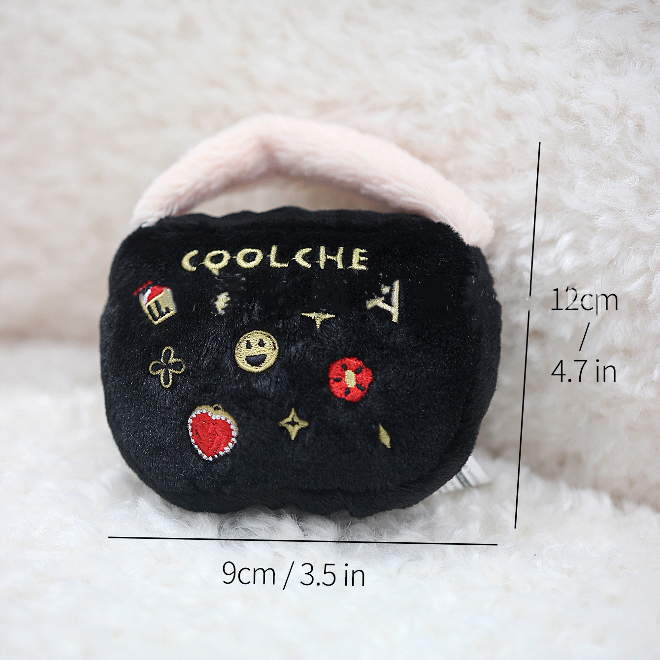 Lanjia Exquisite Embroidery Chewy Bone Handbag Plush Funny Parody Dog Toys With Interactive Squeaker Stimulating Pet Enrichment Safe Materials For All