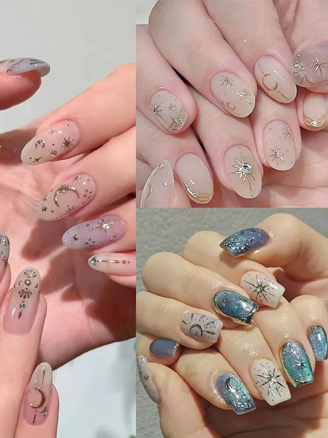 612 Sheets Gold Silver Star Moon Heart Nail Stickers SelfAdhesive 3D Art Decals for DIY Manicure Decoration 250605