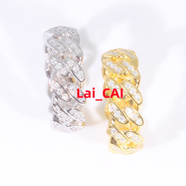 Mossanite Hip Hop Cuban Link Ring Two Rows Double S925 Silver for Men Women 925 Silver Hiphop Moissanite Jewelry Engagement Ring