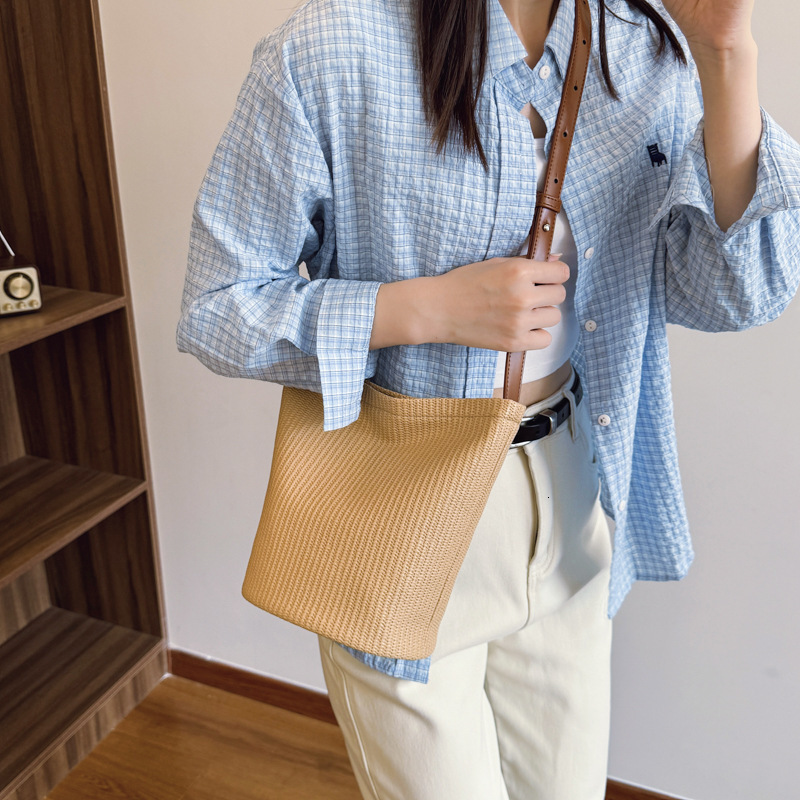 designer Summer Korean Style Versatile Bucket Bag for Women 2025 New Single Shoulder Crossbody Bag Fashion Casual Versatile Ha