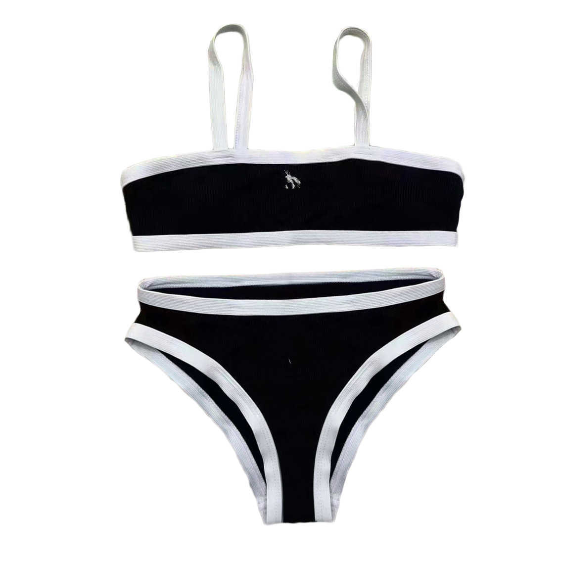 Womens Tracksuits Womens Tracksuits 24 Summer Women Swimwears Sexy Bikini Color Blocking Letter Backl One Line Collar Knitted Suspender Simple Sexy L2