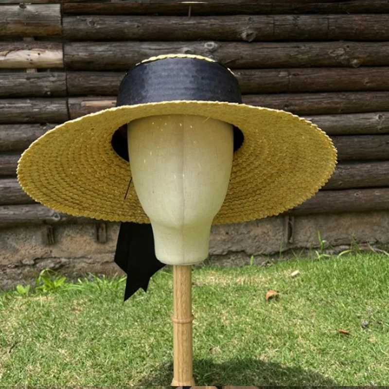 Chic Wheat Straw Hat for Women Straw Hat Boater Ladies Vacation Sun Hat Beach Summer Wide Brim Hat Vacation Jazz Hat Panama W250609
