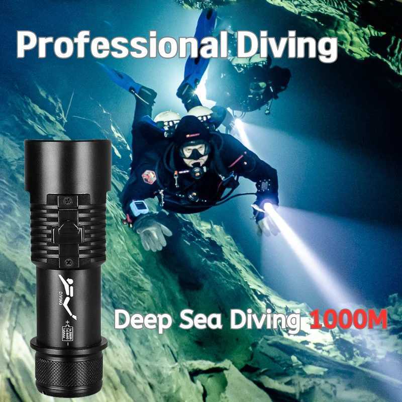 Super 9000LM XHP160 Professional Diving Flashlight 800m Underwater Scuba Diving Torch IPX8 Waterproof Dive Light 26650 Battery XJ250609