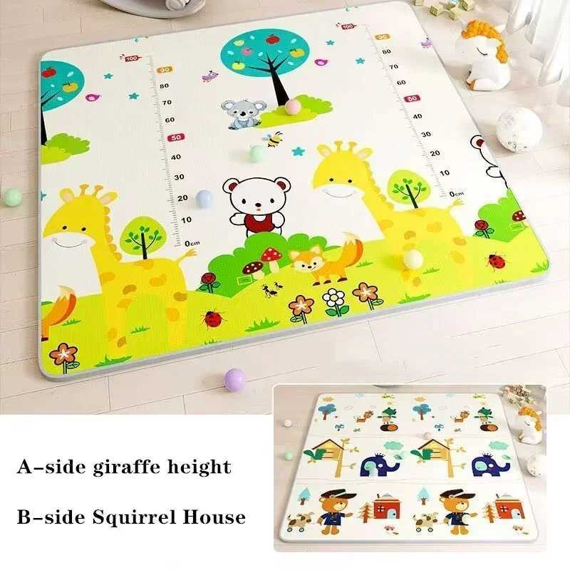 Cartoon Lion Giraffe 200cm*180cm Thick Baby Crawling Play Mats Folding Mat Carpet Play Mat for Childrens Safety Mat Rug Playmat y250609P2D9