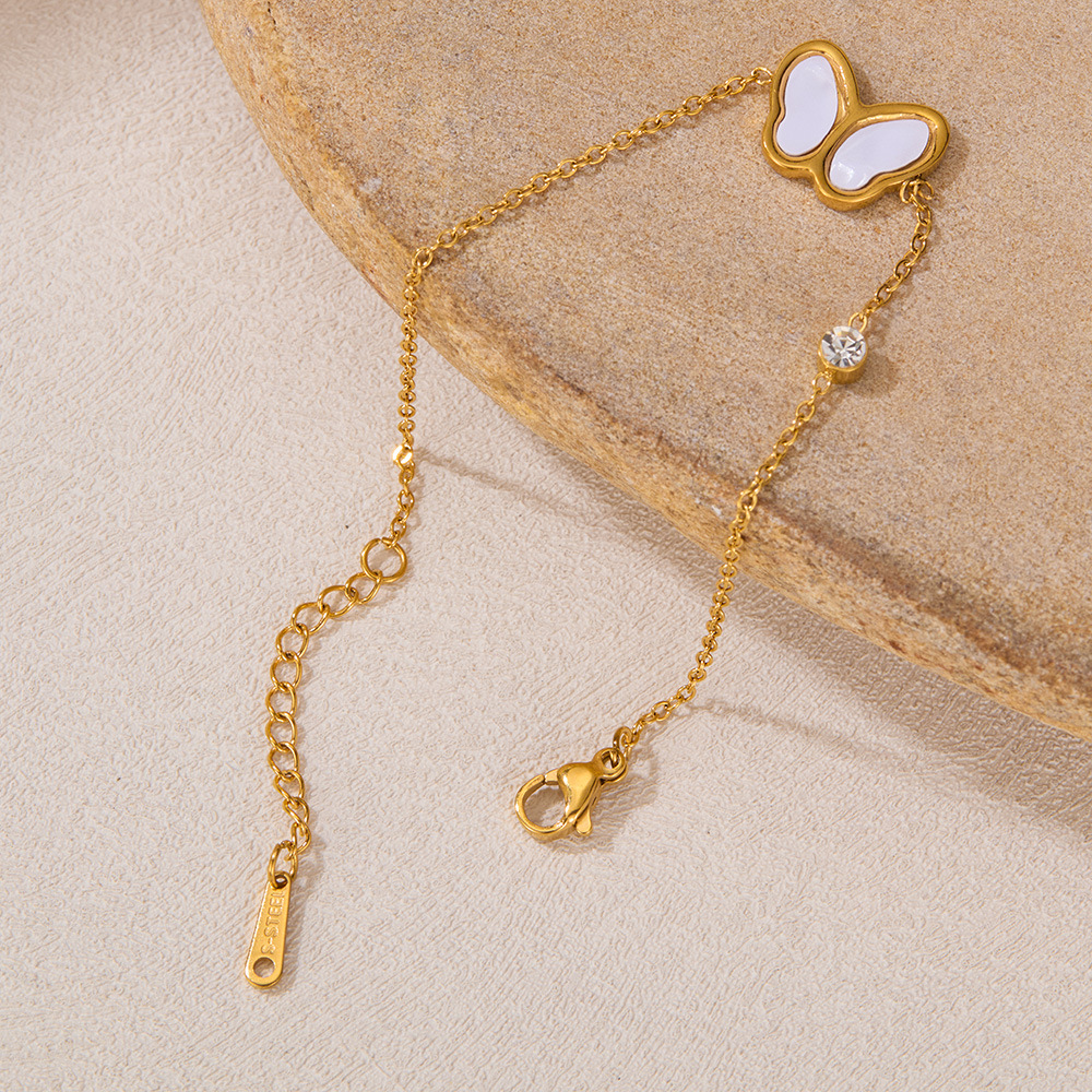 INS Bracelet Female Stainless Steel Mother of Pearl Butterfly Bracelet for Women Fashion Commuter Style Titanium Steel Jewelry