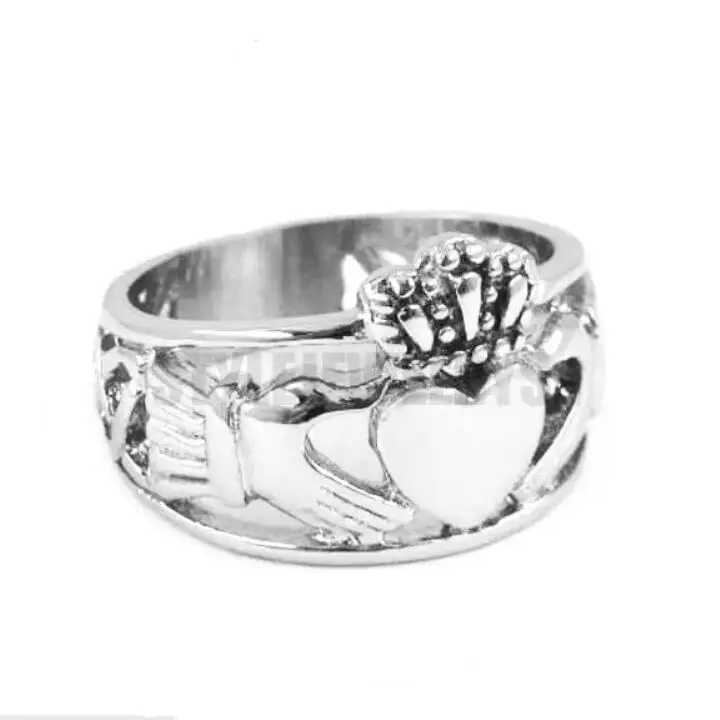 Claddagh Style Hand to Hold a Heart with Crown Ring Stainless Steel Jewelry Celtic Biker Wedding Ring Wholesale SWR0312A W250609 W250609