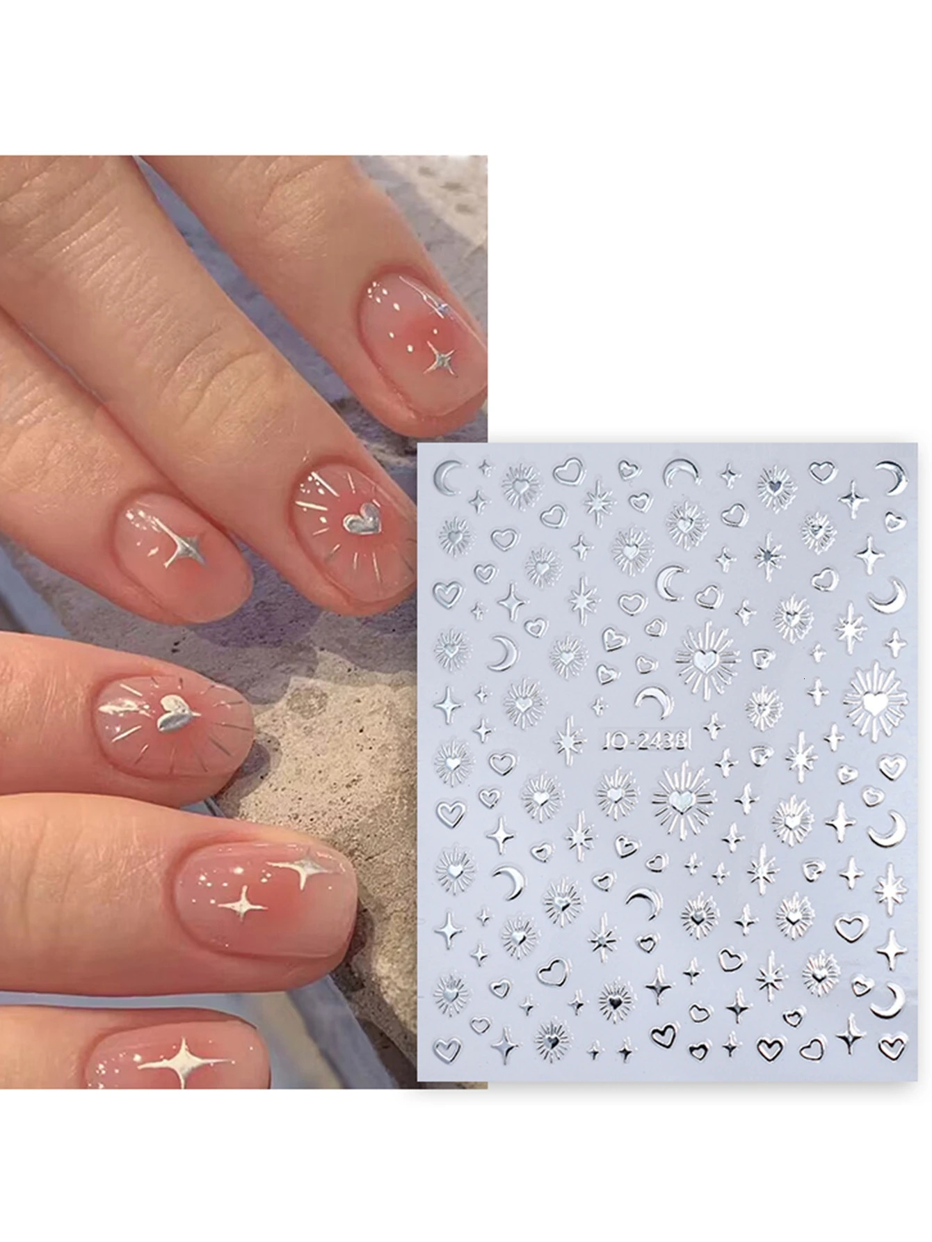 612 Sheets Gold Silver Star Moon Heart Nail Stickers SelfAdhesive 3D Art Decals for DIY Manicure Decoration 250605