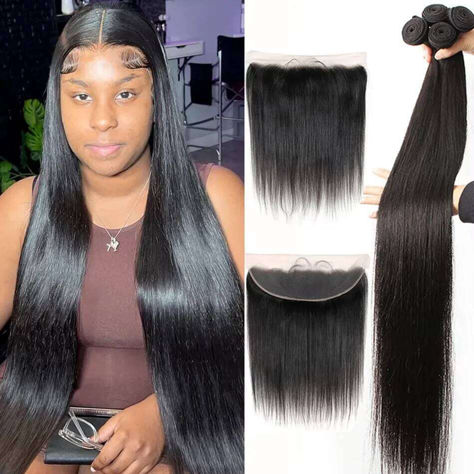 Brazilian 4 20 inch Virgin Straight Bundles Natural Black Color 100% Human Hair
