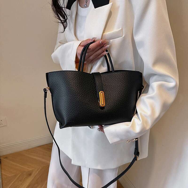 French Unique Women's Shoulder PU Leather Crossbody Tote Handbag Texture Top-Handle Bag Retro Casual Bucket Bags