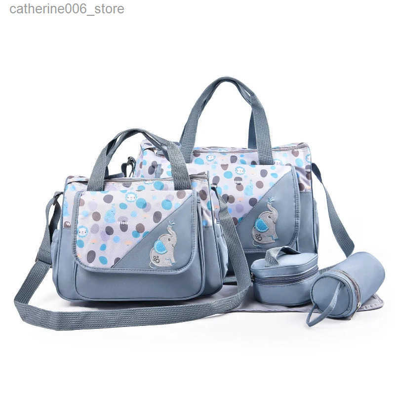 New Cute Animal Printed Mommy Bag Five Pieces Suits Multifunctional Large Capacity Maternity Baby Mother Diaper Bag For Travel y250609P629